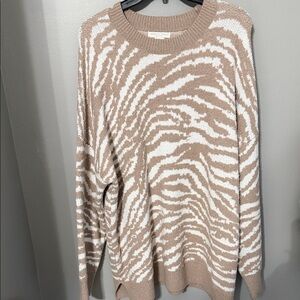 Christian Siriano Beige and White Animal Print Sweater